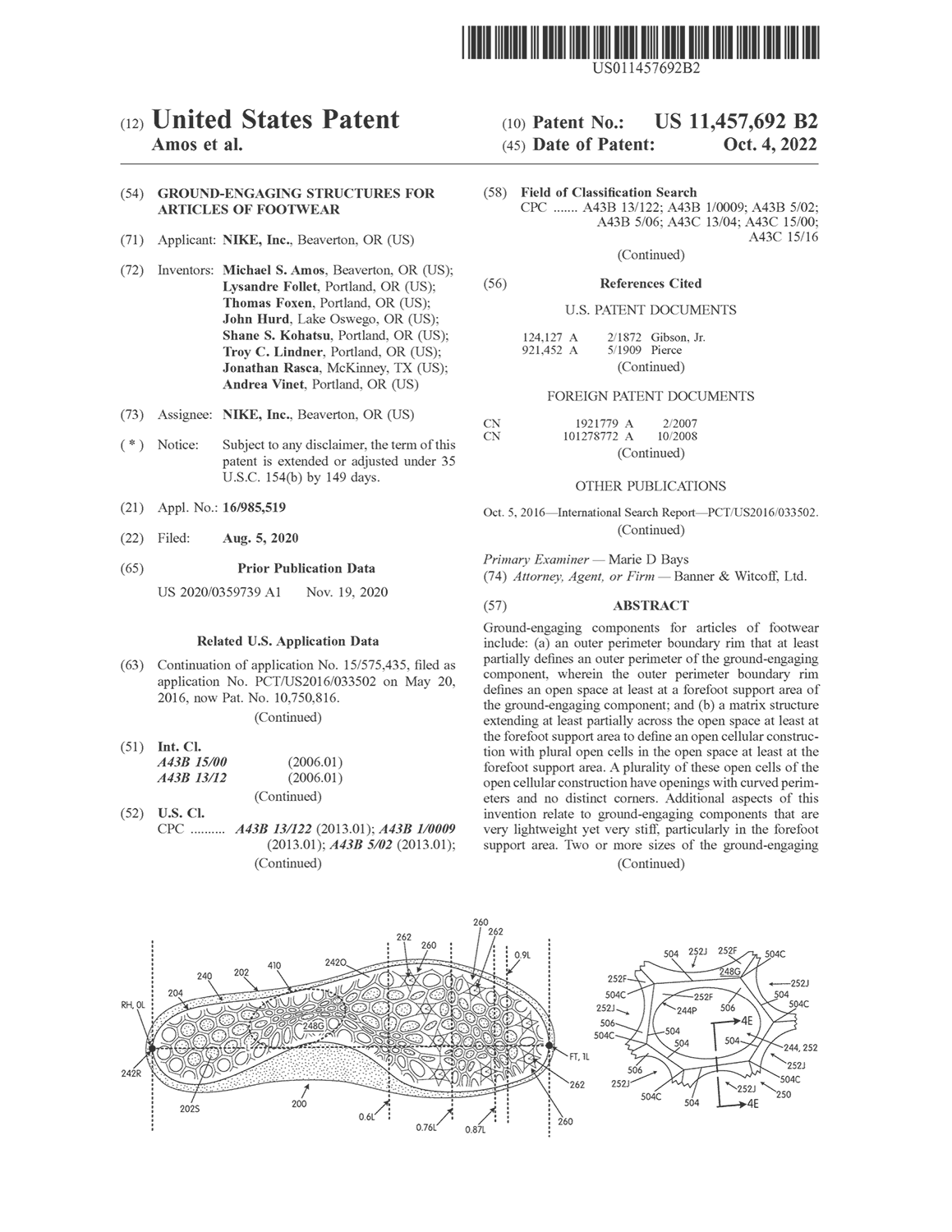 Nike Superfly 2016 Utility Patent extract